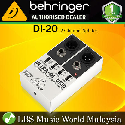 Behringer Ultra-DI DI 20 Professional Active 2 Channel DI Active Direct Box Splitter (DI20 DI-20)