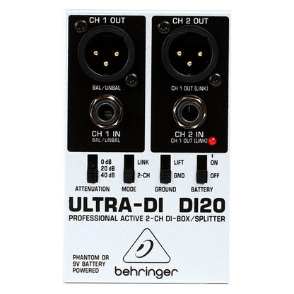 Behringer Ultra-DI DI 20 Professional Active 2 Channel DI Active Direct Box Splitter (DI20 DI-20)