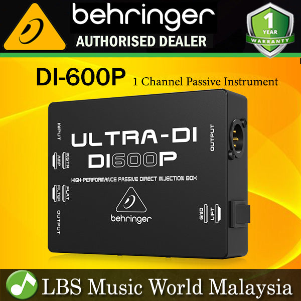 Behringer Ultra-DI DI-600P High Performance 1 Channel Passive Instrument Direct Box (DI600P DI600-P DI 600P)