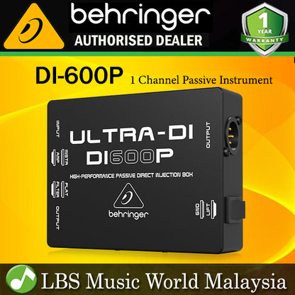 Behringer Ultra-DI DI-600P High Performance 1 Channel Passive Instrument Direct Box (DI600P DI600-P DI 600P)