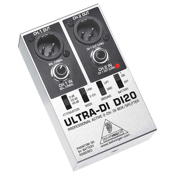 Behringer Ultra-DI DI 20 Professional Active 2 Channel DI Active Direct Box Splitter (DI20 DI-20)