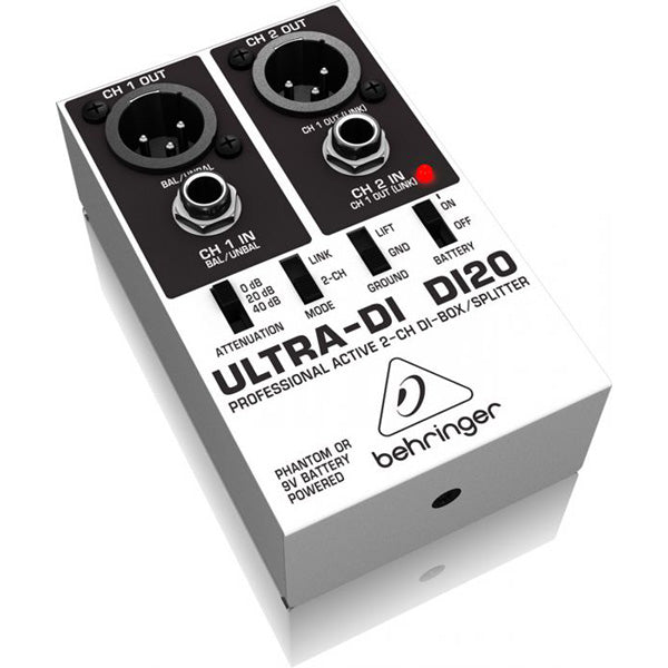 Behringer Ultra-DI DI 20 Professional Active 2 Channel DI Active Direct Box Splitter (DI20 DI-20)