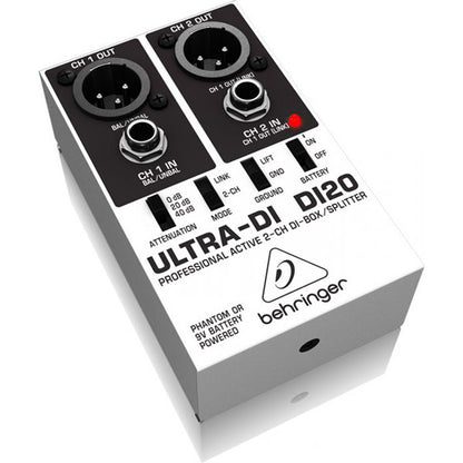 Behringer Ultra-DI DI 20 Professional Active 2 Channel DI Active Direct Box Splitter (DI20 DI-20)