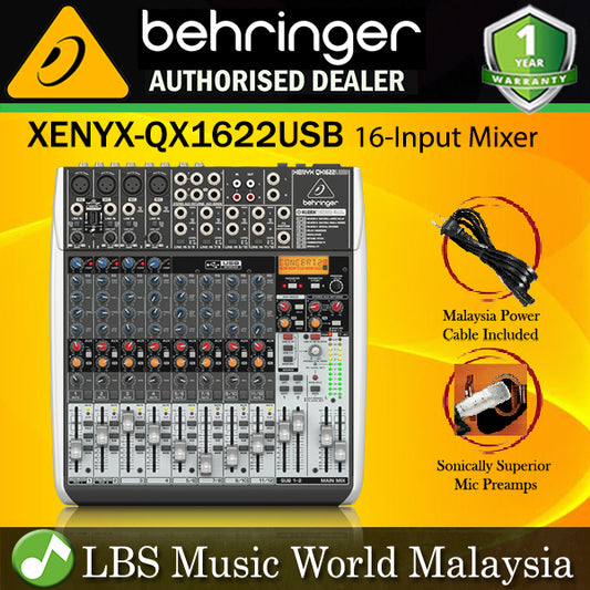 Behringer XENYX-QX1622USB Premium 16 Input Portable Mixer with USB Audio Interface (QX1622)
