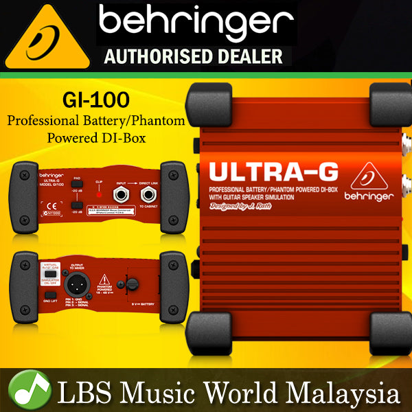 Behringer GI-100 Profesional Battery Phantom Powered DI Box with Guitar Speaker Emultion Direct Box (GI100 GI 100)