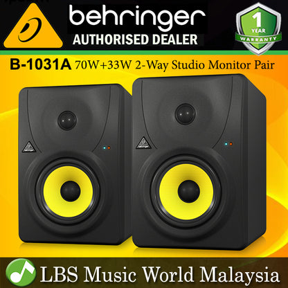 Behringer B-1031A 70W + 33W Active 2 Way Studio Monitor Speaker with 8" Kevlar woofer Pair (B1031A B1031 A)