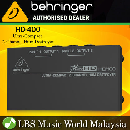 Behringer HD-400 MicroHD Ultra Compact 2 Channel Hum Eliminators Destroyer Direct Box (HD400 HD 400)
