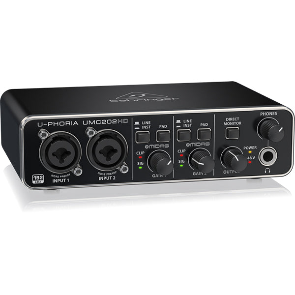 Behringer UMC-202HD 2 X 2 USB Audio Interface with MIDAS Mic Preamps (UMC202HD UMC 202HD)