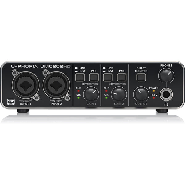 Behringer UMC-202HD 2 X 2 USB Audio Interface with MIDAS Mic Preamps (UMC202HD UMC 202HD)