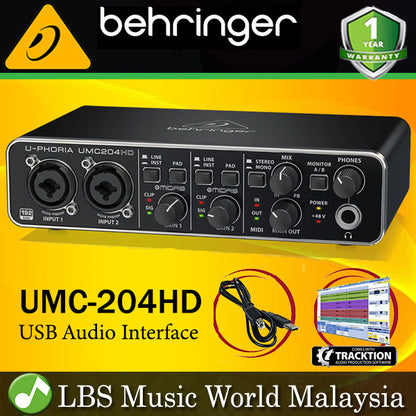 Behringer UMC-204HD 2 X 4 USB Audio MIDI interface with MIDAS Mic Preamp (UMC204HD UM 204HD)