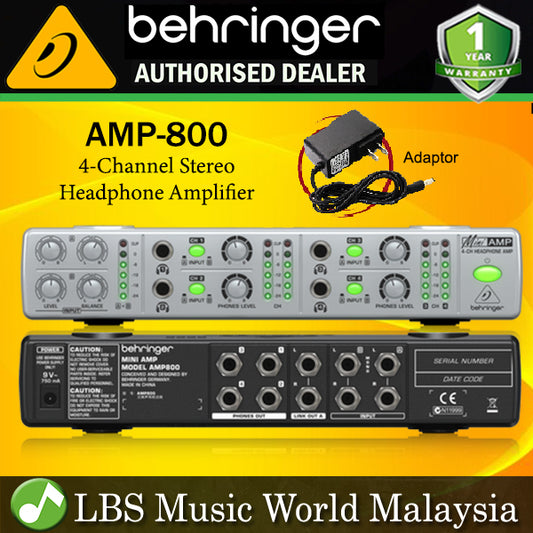 Behringer AMP-800 MiniAmp Ultra Compact 4 Channel Stereo Headphone Portable Amplifier Amp (AMP800 AMP 800)
