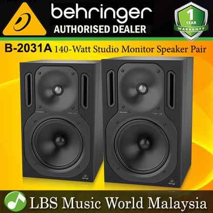 Behringer B-2031A 140W 2 Way 8 3/4" Woofer & 1" Dome Tweeter Powered Studio Monitor Speaker Spk Pair (B2031A B 2031A)