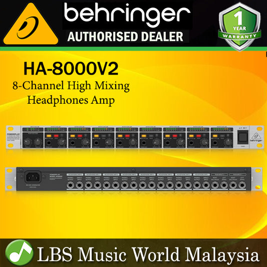Behringer HA-8000V2 8 Channel High Power Headphone Mixing and Distribution Amplifier Amp (HA8000 V2 HA-8000V2)