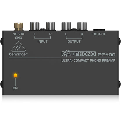 Behringer Microphono PP-400 Phono Pre Amplifier Ultra Compact Phono Preamp Preamplifier with Stereo RCA Input (PP400 PP 400)
