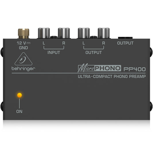 Behringer Microphono PP-400 Phono Pre Amplifier Ultra Compact Phono Preamp Preamplifier with Stereo RCA Input (PP400 PP 400)