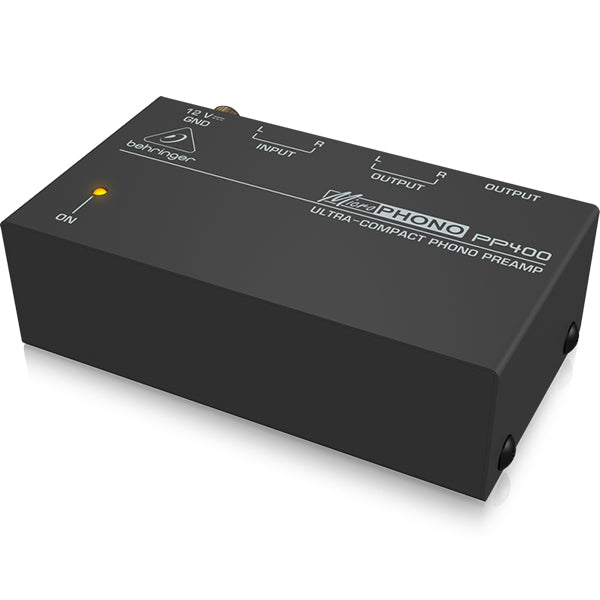 Behringer Microphono PP-400 Phono Pre Amplifier Ultra Compact Phono Preamp Preamplifier with Stereo RCA Input (PP400 PP 400)
