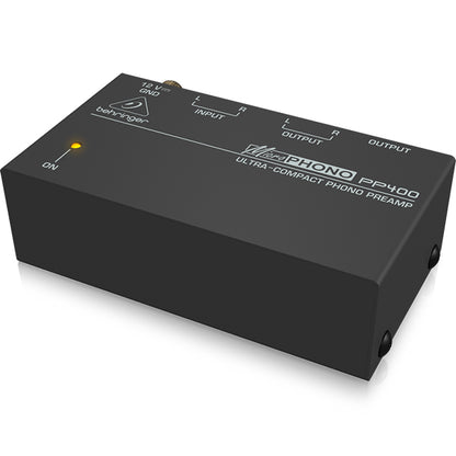 Behringer Microphono PP-400 Phono Pre Amplifier Ultra Compact Phono Preamp Preamplifier with Stereo RCA Input (PP400 PP 400)