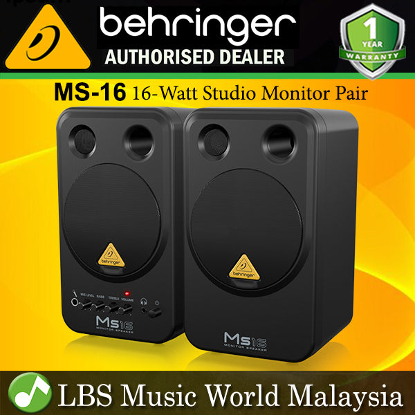 Behringer MS-16 16 Watt 24 Bit 192kHz Digital Powered Personal Monitor Speaker Pair (MS16 MS 16)