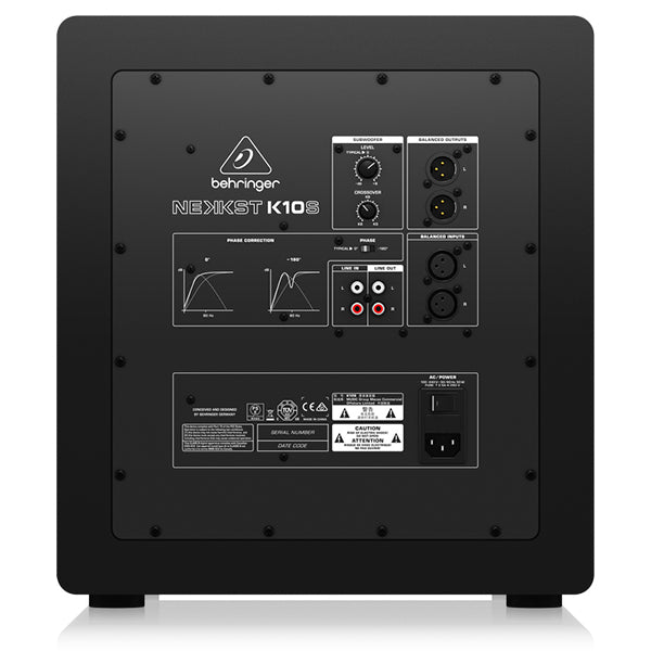Behringer K-10S 300 Watt  Audiophile 10" Studio Subwoofer with High Excursion Woofer (K10S K 10S K10-S)