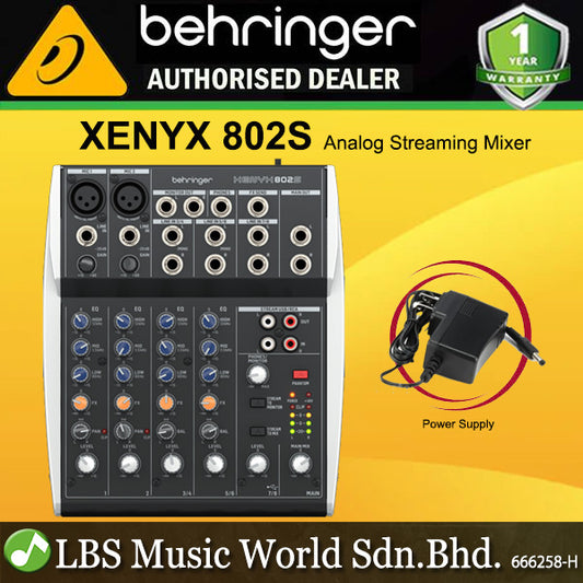 Behringer XENYX-802S Premium Analog 8-Input Mixer with USB Streaming Interface (XENYX802S XENYX 802S)-Black