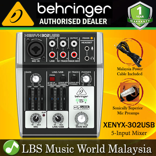 Behringer XENYX-302USB Premium 5 Input Portable Mixer (XENYX302USB XENYX 302USB)