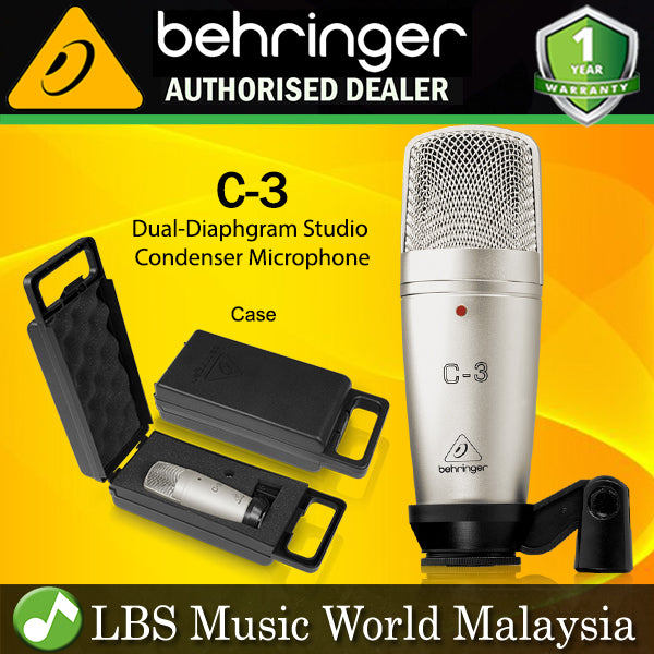 Behringer C-3 Medium Dual Diaphragm Studio Condenser Microphone Mic with Cardiod (C3 C 3)
