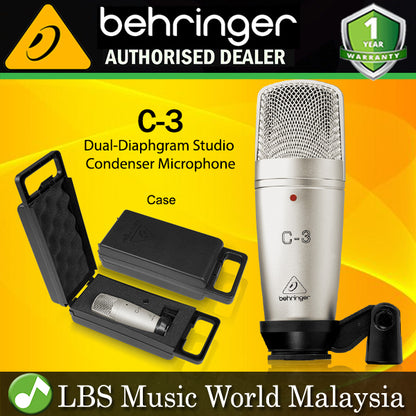 Behringer C-3 Medium Dual Diaphragm Studio Condenser Microphone Mic with Cardiod (C3 C 3)