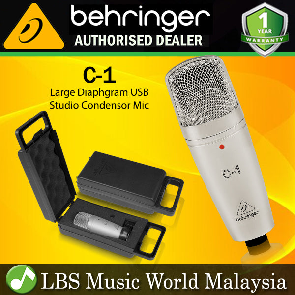 Behringer C-1 Large Diaphragm Studio Condenser Cardioid Pickup Pattern Microphone Mic (C1 C 1)