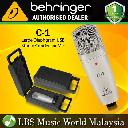 Behringer C-1 Large Diaphragm Studio Condenser Cardioid Pickup Pattern Microphone Mic (C1 C 1)