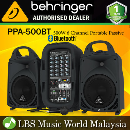 Behringer Europort PPA-500BT 500W 6 Channel Portable PA System with Bluetooth (PPA500BT PPA 500BT PPA500 BT)