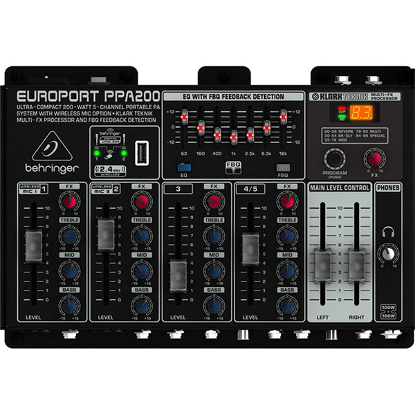 Behringer Europort PPA-200 Ultra Compact 200W 5 Channel Powered Mixer (PPA200 PPA 200)