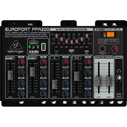 Behringer Europort PPA-200 Ultra Compact 200W 5 Channel Powered Mixer (PPA200 PPA 200)