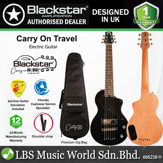Blackstar Carry On Travel Gaboon Mahogany Body Electric Guitar With Mini humbucker with coil split Pickup And Bag