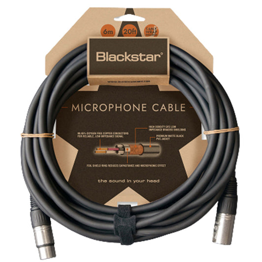 Blackstar CABLE-XLR-6M-FM 6M XLR Male To XLR Female Microphone Cable With Heavy duty XLR Connectors With Gold Plated Pins