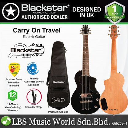 Blackstar Carry On Travel Gaboon Mahogany Body Electric Guitar With Mini humbucker with coil split Pickup And Bag