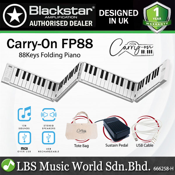 Blackstar Carry-On FP88 Compact 88 Keys Digital Folding Piano Keyboard Built-in USB Rechargeable Battery (FP 88)