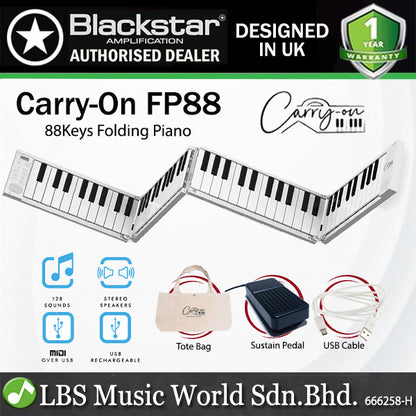 Blackstar Carry-On FP88 Compact 88 Keys Digital Folding Piano Keyboard Built-in USB Rechargeable Battery (FP 88)