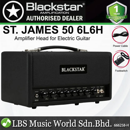 Blackstar St. James 50 6L6 H Tube Amplifier Head for Electric Guitar-Black