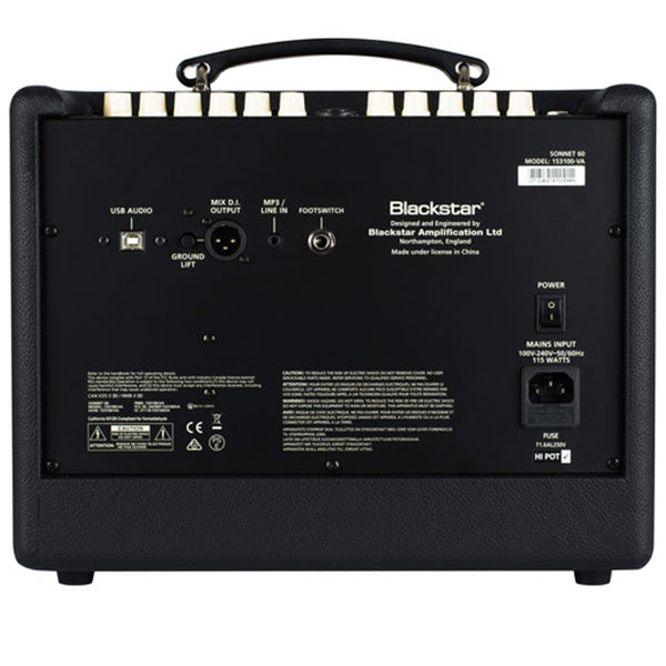 Blackstar Sonnet 60 Watt Compact USB XLR Acoustic Guitar Combo Amp Amplifier Black