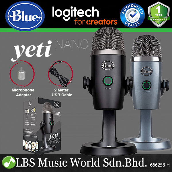 Blue Microphones Yeti Nano Premium Dual Pattern USB Mic Blue Voice with Cable and Adapter