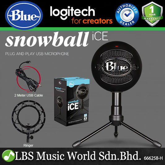Blue Microphones Snowball Ice Plug and Play USB Cardioid Condenser Mic with Stand and Cable