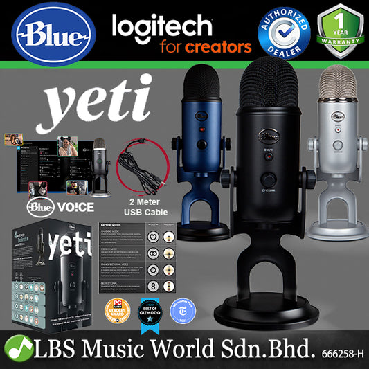 Blue Microphones Yeti USB Mic with Cable Professional Recording - Blackout