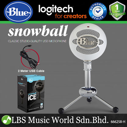 Blue Microphones Snowball USB Mic With Stand and Cable - Textured White