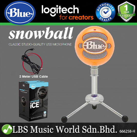 Blue Microphones Snowball USB Mic With Stand and Cable - Bright Orange