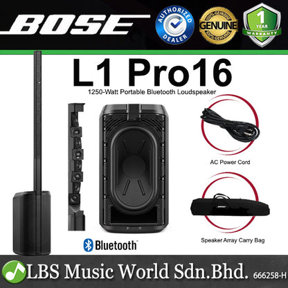 Bose L1 Pro16 1250 Watt Portable Line Array PA System Bluetooth Loudspeaker with Subwoofer and Mixer (Pro 16)