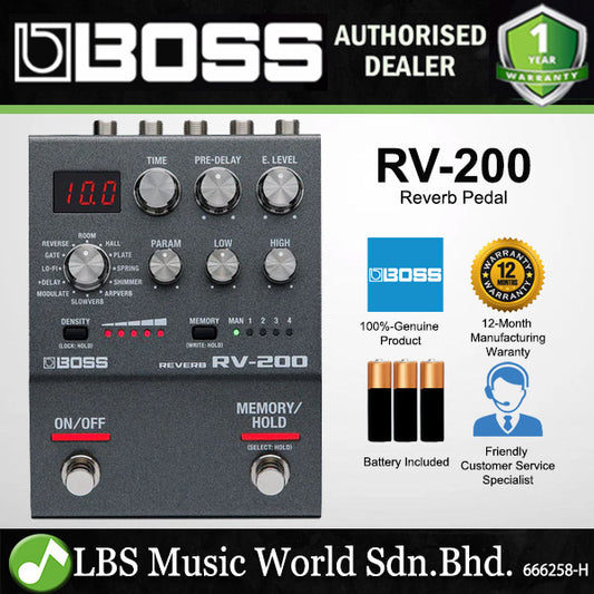 Boss RV-200 Reverb Multi Effect Guitar Pedal (RV200 RV 200)