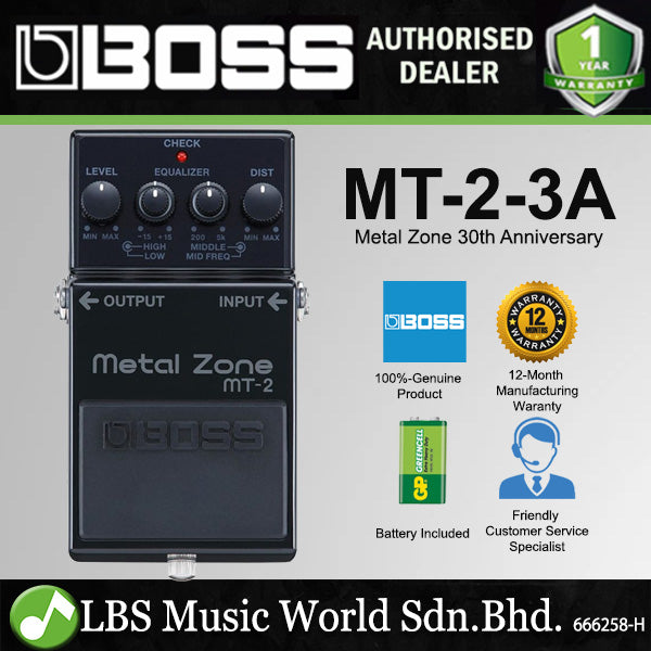 Boss MT-2-3A 30th Anniversary Metal Zone Distortion Guitar Effects Pedal - Limited Edition (MT-2 MT2)