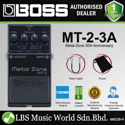 Boss MT-2-3A 30th Anniversary Metal Zone Distortion Guitar Effects Pedal - Limited Edition (MT-2 MT2)