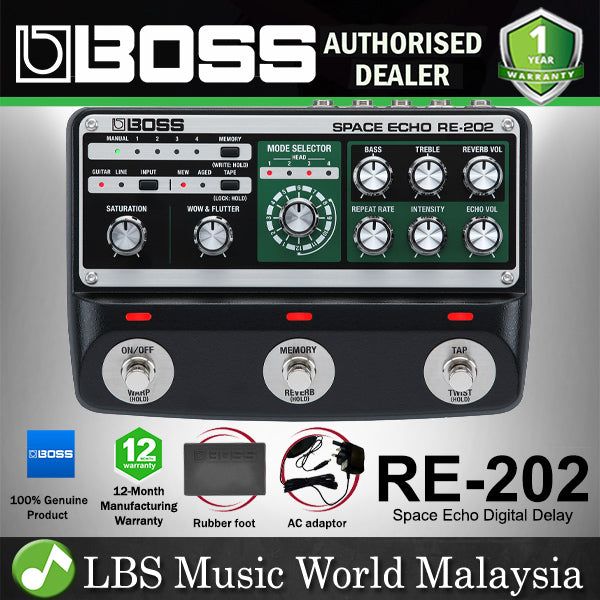 Boss RE-202 Space Echo Digital Delay Guitar Effect Pedal with 12 Echo Combinations (RE202 RE 202)