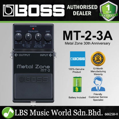 Boss MT-2-3A 30th Anniversary Metal Zone Distortion Guitar Effects Pedal - Limited Edition (MT-2 MT2)